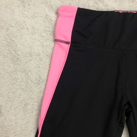 Black with Neon Pink Active Yoga Leggings - Picture 2 of 8